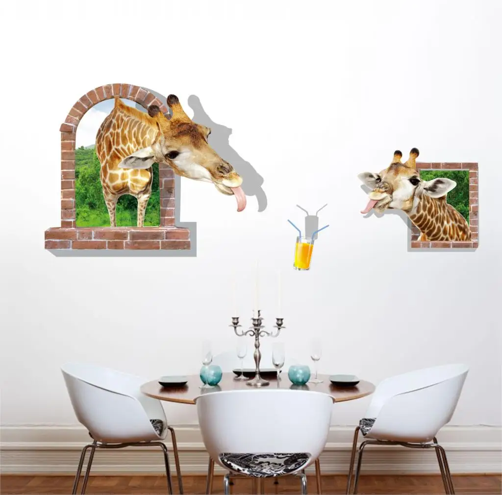 Новый Большой 3d космический жираф животное стикер на стену звезда украшение для