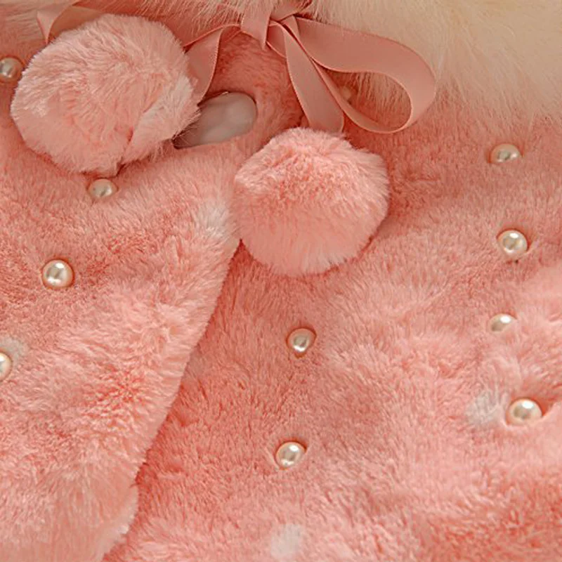 AmyaBaby/ меховое зимнее пальто для маленьких девочек, милая куртка-плащ для новорожденных, пальто с длинными рукавами, плотная теплая верхняя одежда, куртка для младенцев