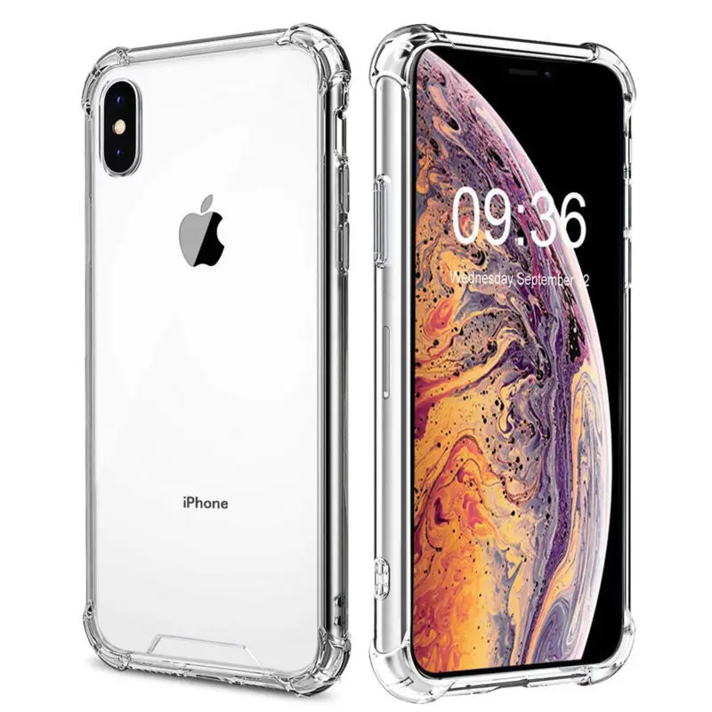 Противоударный бампер прозрачный защитный чехол для телефона iPhone 11 X XS XR Max 8 7 6 6S