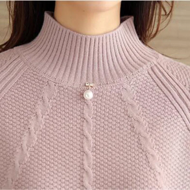 Pearl Beaded knitted Jumper Womens 2018 Autumn Winter Fashion Long Sleeve Women Sweaters and Pullovers Female Turtleneck | Женская