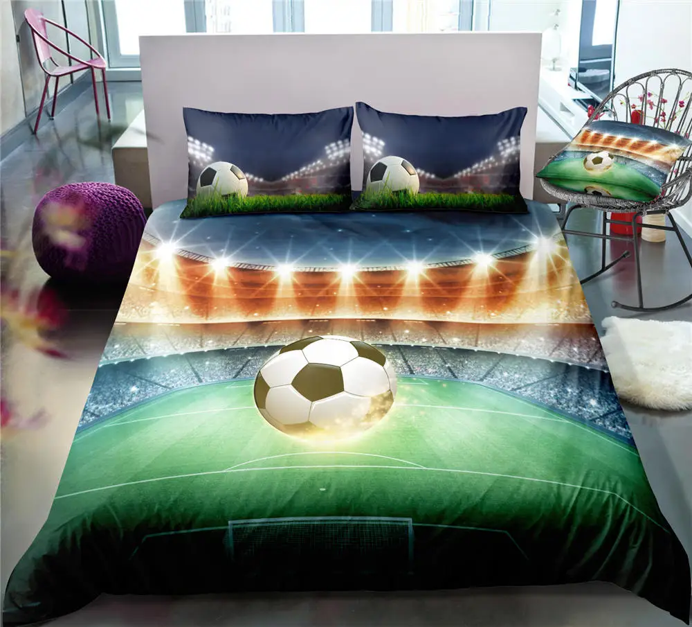 

Thumbedding Dropship White Football Bedding Sets Full 3D Sport Duvet Cover Set High Quality Designed Bed Set 3pcs