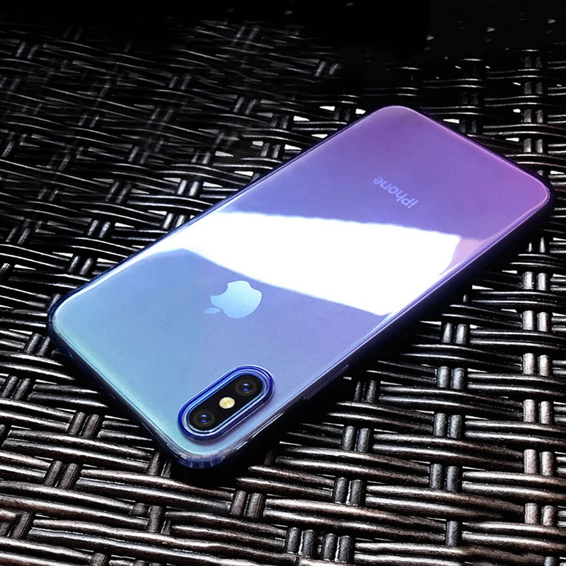 Ударопрочный ультратонкий градиентный цветной Мягкий ТПУ чехол для iPhone 6 6s 7 8 Plus X 10, Задний защитный чехол для телефона s