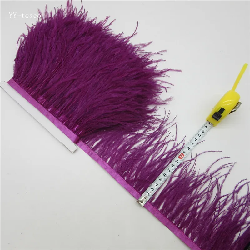Purple red 1 10 ярдов 10-15 см обрезки страусовых перьев для юбки/платье светильник зеленый страусиные перья ленты перо для рукоделия оперение одежды - Цвет: Purple red 1