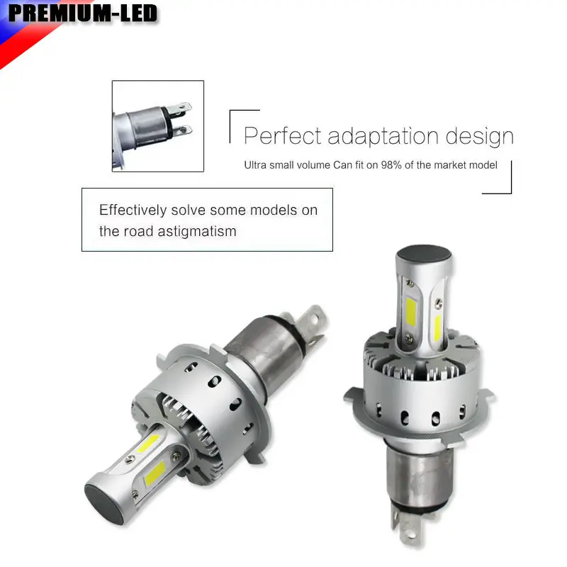 High Power LED Лампы Фар H4 9003 HB2 6000 К Белый для Дальнего света DRL Огней или