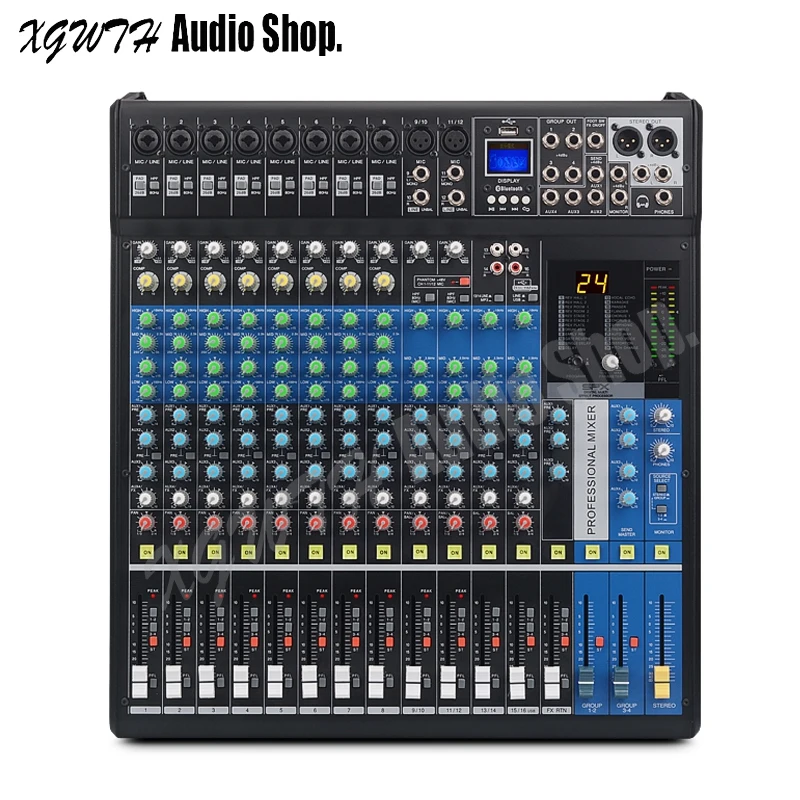 Профессиональный 16XU MP3 аудио микшер 16 каналов USB Bluetooth микшерная консоль с 24