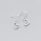 Женские серебряные серьги-подвески в форме сердца