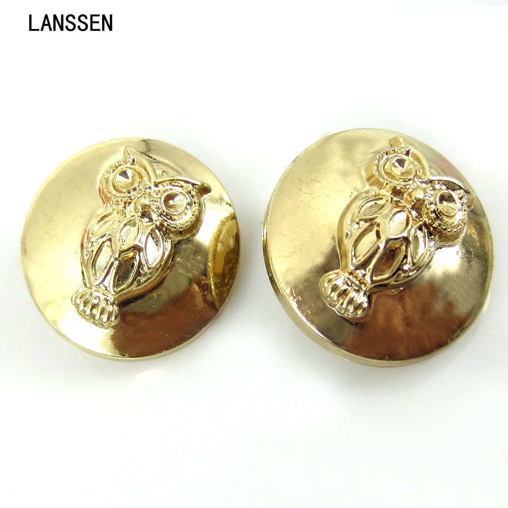 

12pcs 7/8" Gold Metal Shanked Buttons Owl Engraved Jeans Buttons Sewing Buttons Scrapbooking Crafts 22.0mm