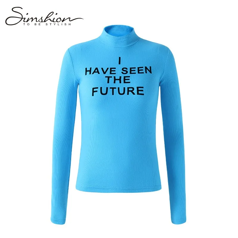 Simshion Для женщин turtlrneck футболка Топы корректирующие Демисезонный Мода с высоким