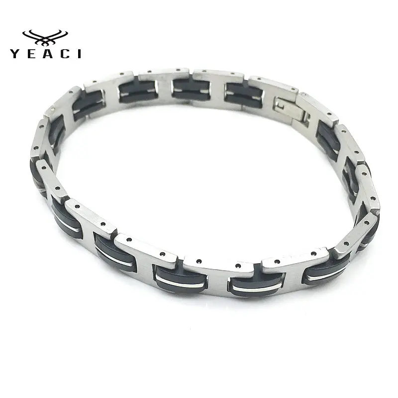 

Новинка, модный мужской браслет YEACI в стиле хип-хоп, рок, силиконовый браслет из нержавеющей стали в стиле панк для мужчин, бесплатная достав...