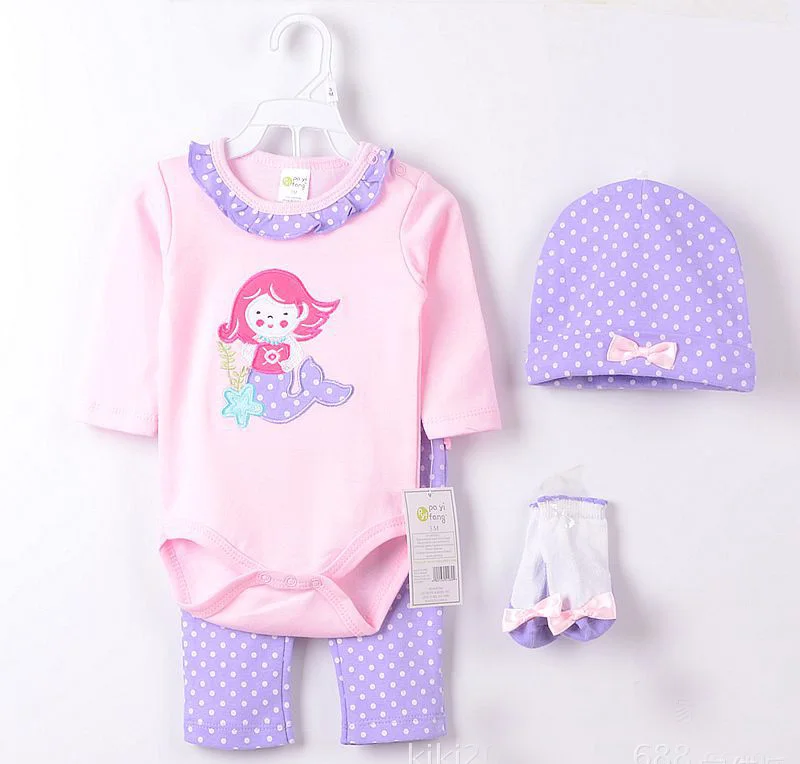 

violet new design sock+pants bodysuit 20-23inch baby reborn silicone babies doll clothes 4pcs/lot decorations for girls