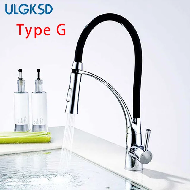 ULGKSD смесители для кухни выдвижной распылитель сосуд смесители для раковины 360 Поворотный кран для холодной и горячей воды кухонный смеситель - Цвет: NO LED