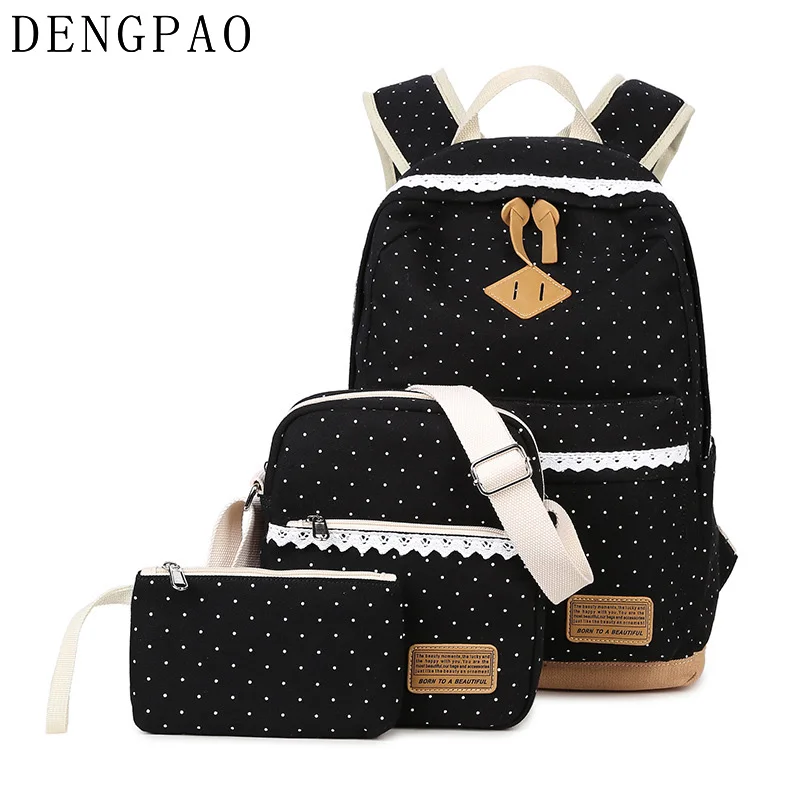 DENGPAO harajuku backpacks set korean style women canvas fashion girls school bags femme printing bagpack cute sac a dos | Багаж и сумки