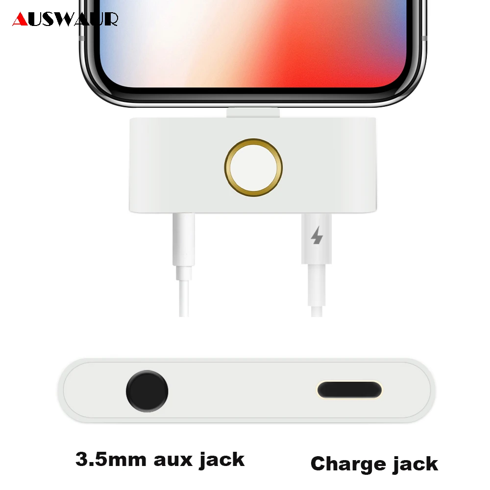Earphone AUX Jack Audio Converter For iPhone X XR XS MAX External HOME Button 3.5MM Charger Adapter Home Key | Мобильные телефоны и