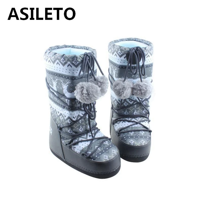 ASILETO/; женские ботинки; теплые зимние ботинки для девочек; ботинки до середины икры на платформе; ботинки на толстой мягкой подошве; теплые ботинки; botas mujerS612