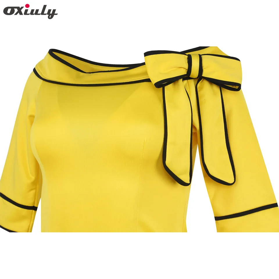 Oxiuly Женские Летние Краткое Элегантный Слэш Образным Вырезом Лук Pinup Повседневная