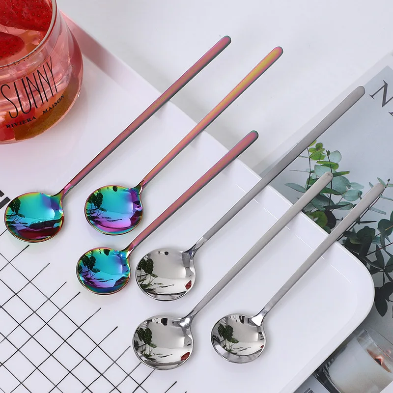 1 шт. набор столовых приборов с длинной ручкой для чая ложка из нержавеющей стали