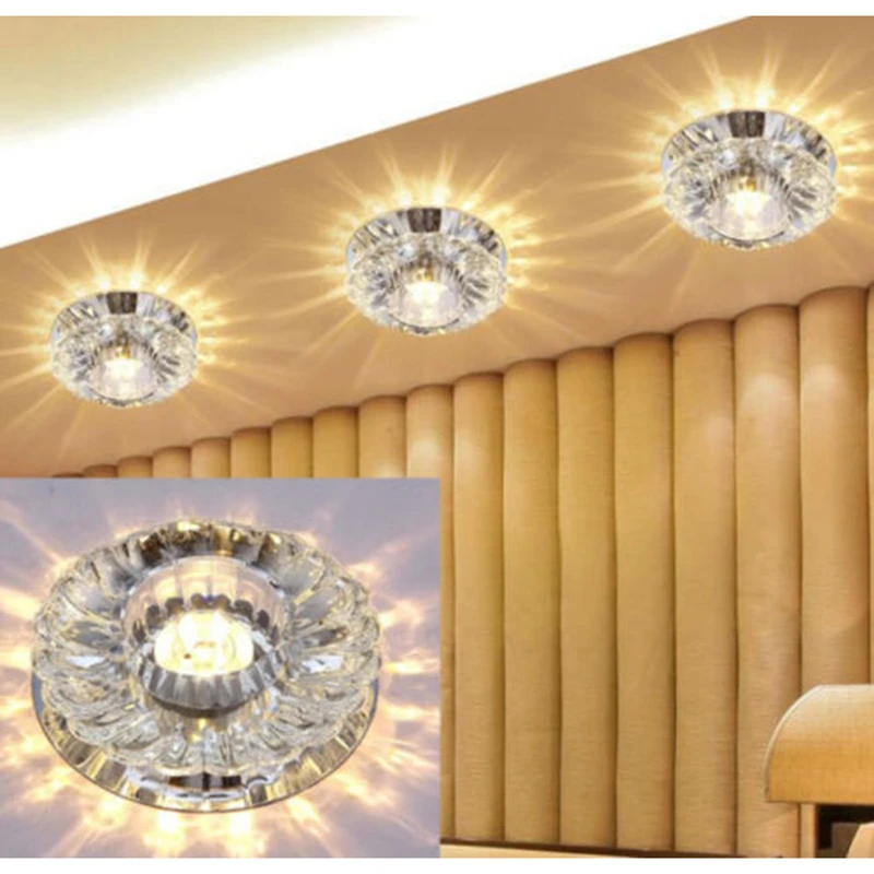 

LukLoy 3W 5W LED Crystal Ceiling Light Fixture Warm White Lamp Spot Lighting Luminaire Spotlight Lamp Aisle Corridor Lights