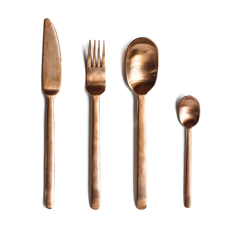 Rose Gold KuBac Hommi 4 шт розовые золотые столовые приборы набор черной посуды вилки ножи Набор совков 18/10 нержавеющая сталь набор серебряных изделий Ella - Цвет: Rose Gold