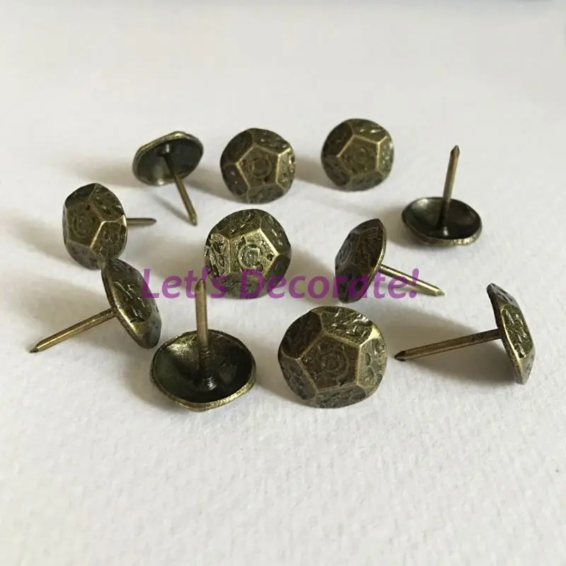 D16mm x L20mm 150 шт./лот, латунные/никелевые/Бронзовые/золотистые/черные винтажные антикварные декоративные гвозди для дивана, гвозди для обивки, гвозди для стула DIY - Цвет: D16mm x L20mm