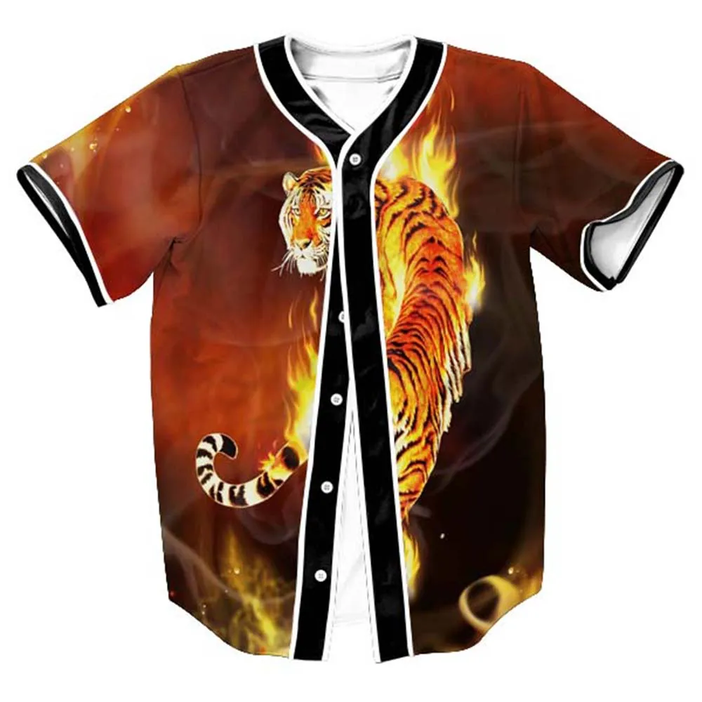 

2019 hot sale New fashion 3D men's tiger print casual Short-sleeved cardigan Jersey custom-made free shipping factory Outlet
