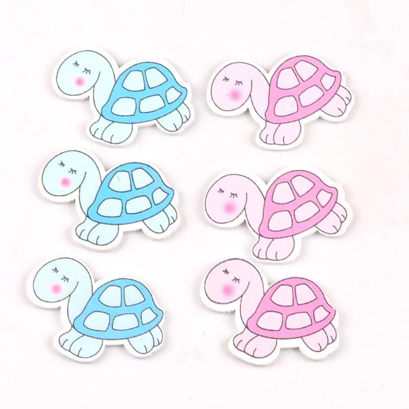 Синяя/Розовая черепаха, детская живопись, Woode, ручная работа, скрапбукинг, ремесло для kis, декоративное украшение для коробки 20 шт. 39x32 мм mt286