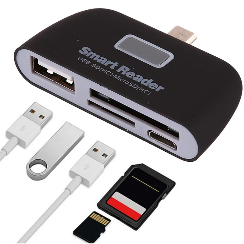 4 в 1 OTG к USB 2 0 смарт кард ридер SD TF с портом Micro для Android смартфона|Картридеры| |