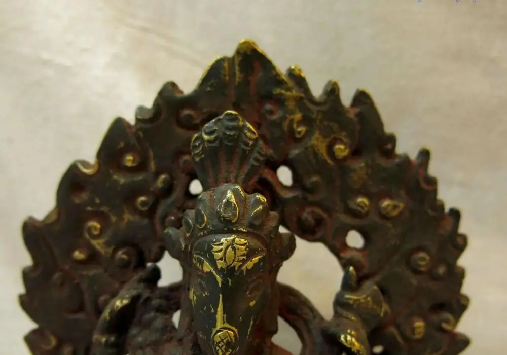 7&quot Tibet old iron Buddhism four arm elephant trunk buddha Sculpture Statue | Дом и сад