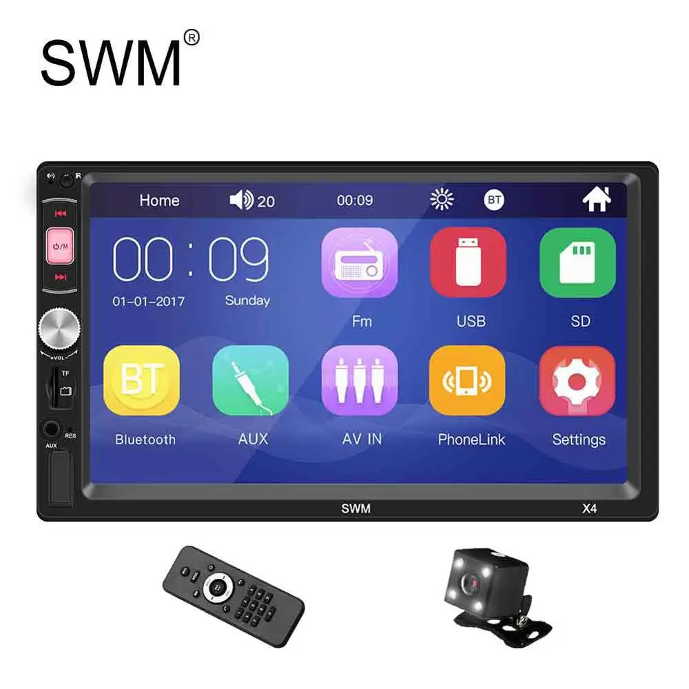 SWM Авто Радио 2 Din 7 &quot Авторадио Handsfree рулевое колесо управление автомобиля стерео
