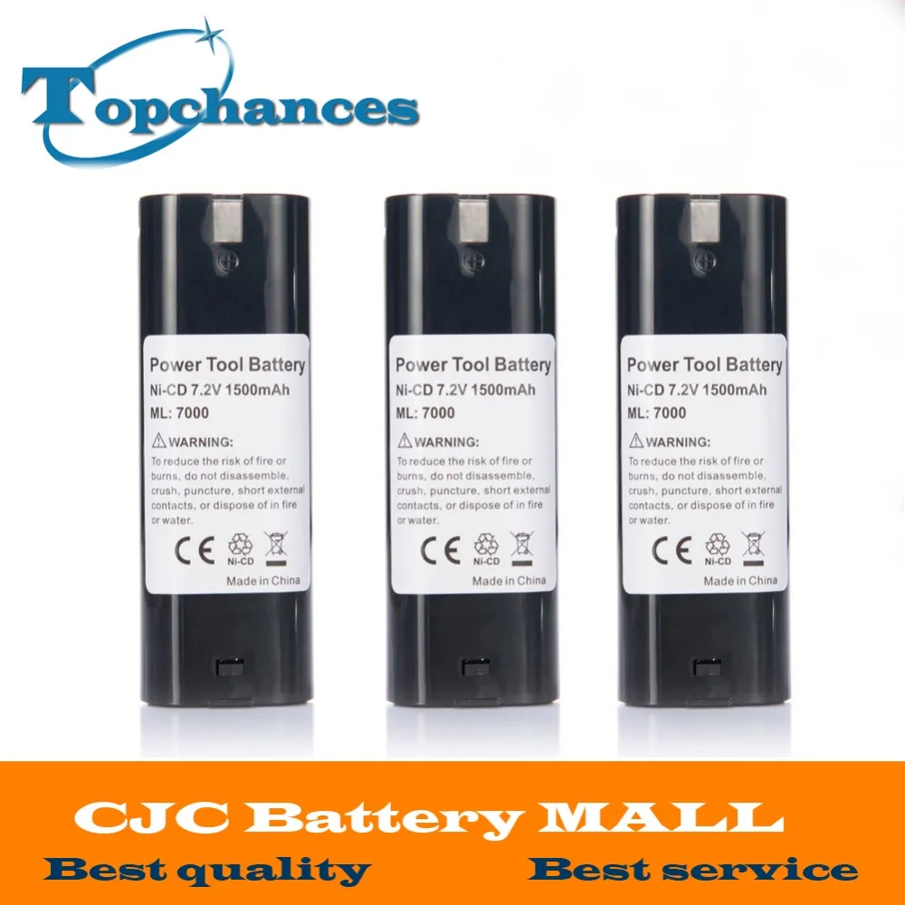 3x аккумулятор для электроинструмента для MAKITA 7033 7002 7000 632003-2 191679-9 192532-2 Аккумуляторная батарея для дрели 7,2 в 1500 мАч NI-CD