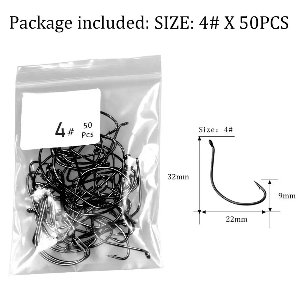 50 piece size 4 50 шт. офсетные рыболовные Крючки#6#4#2#1#1/0#2/0#3/0 Wacky Rig Drop Shot Rig кривошипный крючок под червя Walleye снасти для ловли окуня - Цвет: 50 piece size 4