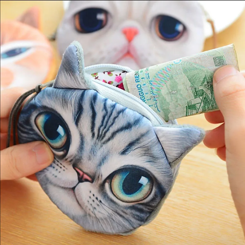 Дропшиппинг 3D кошелек для девочек Женский на молнии с лицом мини монет Детский