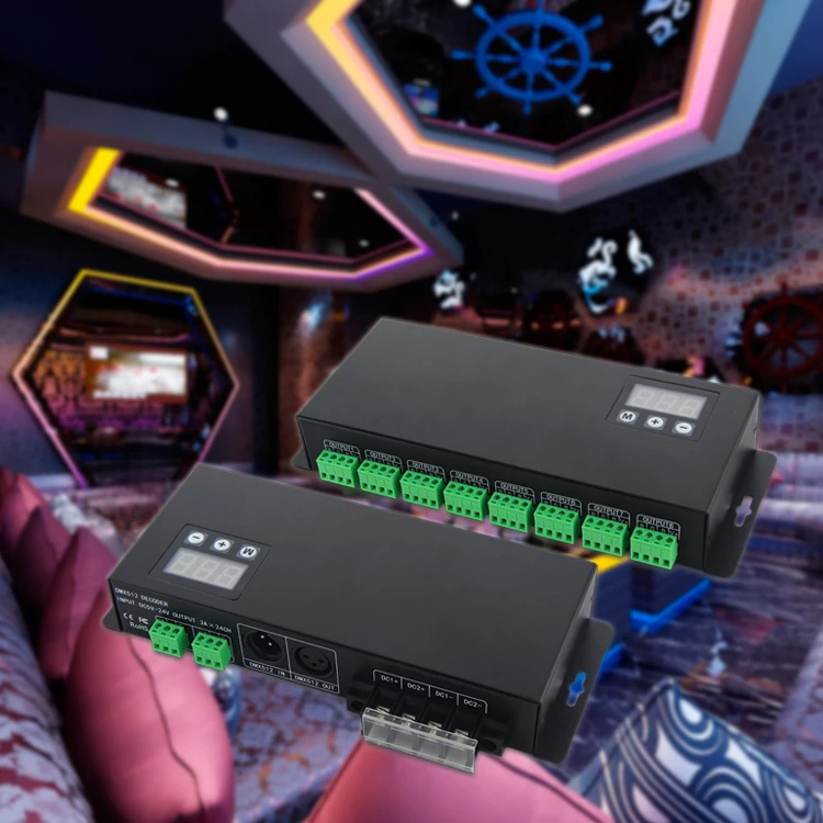 BC 824 DC5V 24V DMX512/1990 декодер сигналов драйвер 24 пути channle 3A * 24CH DMX512 светодиодный RGB