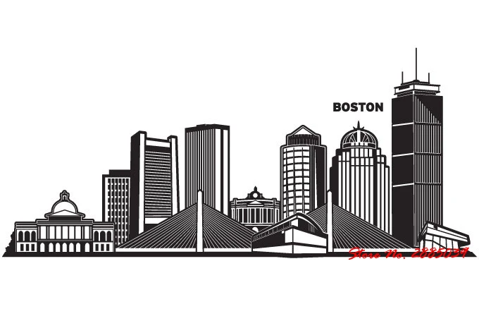Бостон Skyline Наклейка Съемный клейкий виниловые наклейки на стены для декора дома