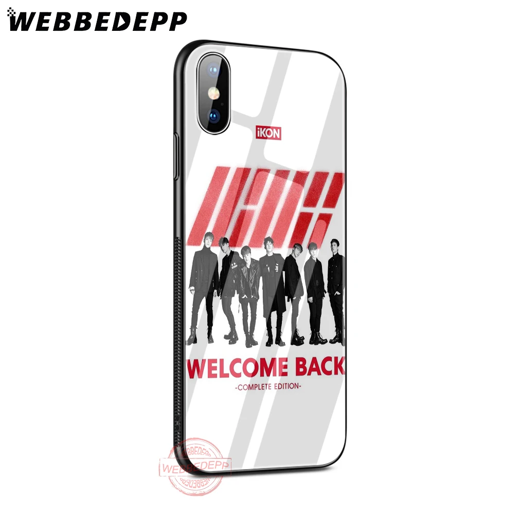 WEBBEDEPP Ikon Kpop Tempered Glass Phone Case for Apple iPhone XS Max XR X 8 7 6S Plus 5S SE | Мобильные телефоны и