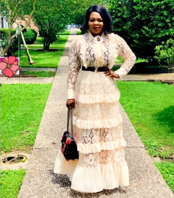 Женское классическое длинное платье в африканском стиле модное кружевное с