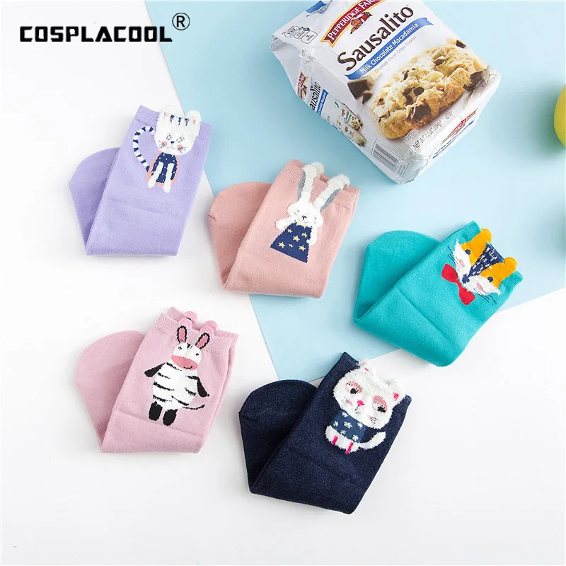 

[COSPLACOOL]Cartoon Cute Funny Socks Creative Rabbit Socks Women Harajuku Lovely Cow Meias Calcetines Mujer Divertidos Sokken