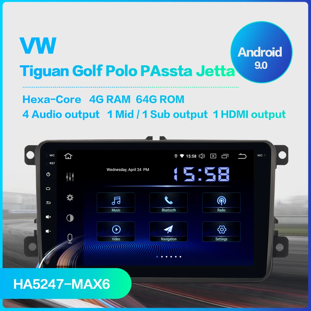 Dasaita " автомобиль 1 Din Android 9,0 для VW Tiguan Golf Polo Passat Jetta радио gps автомобильная навигация аудио 1080 P видео HMDI