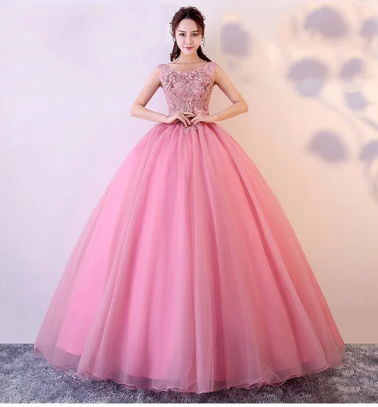Vestido Quinceanera дебютантка Дешевые бальное платье Бальные платья розовый 3D Цветы без Рукавов Сладкий 16 платье Vestidos De 15 Anos