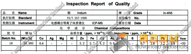 Высокий чистый металл индий, 99.995% чистый, 5000 г индийский слиток Changsha богатый цветных металлов Co., Ltd