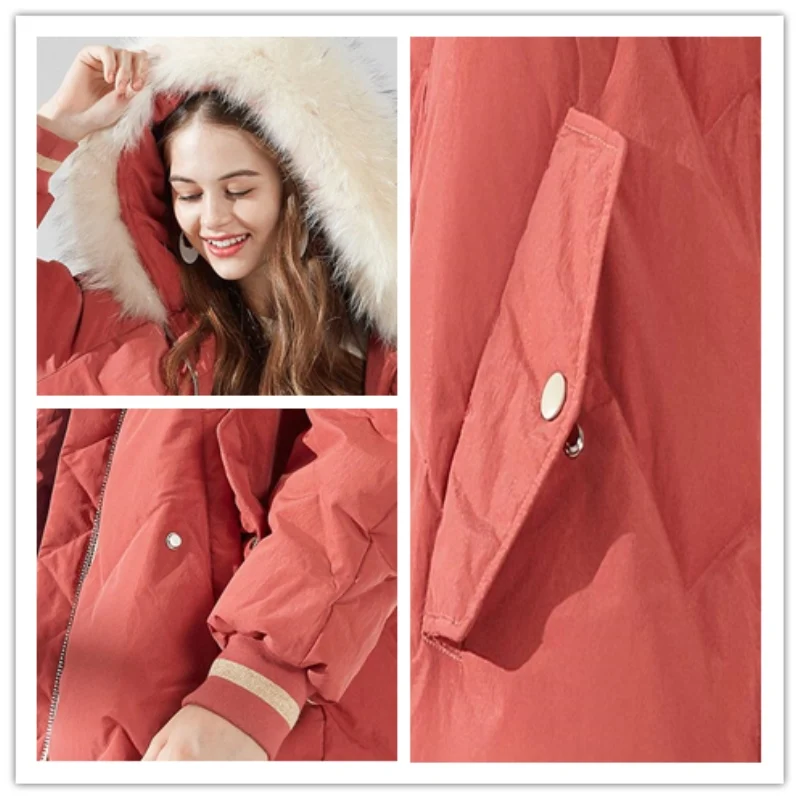 2018 New Winter Large Size Slim Warm Thicken Hooded Fur Collar Long Women Down Jacket Fashion Trendy Solid 90% Coat LC438 | Женская