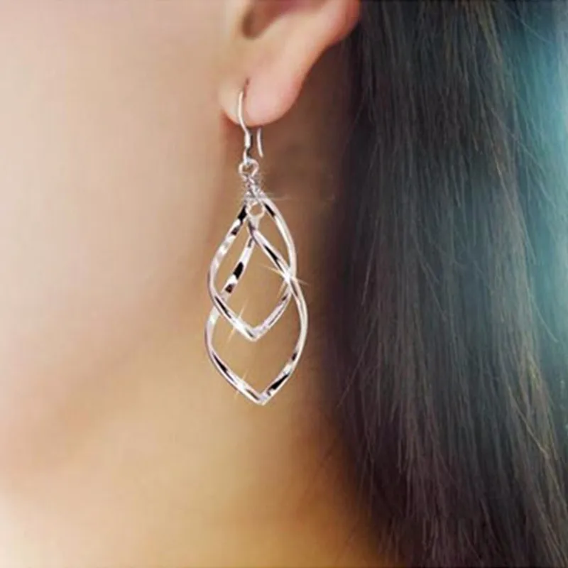 Женские панк украшения новые модные витые ромбовые полые листья большие серьги