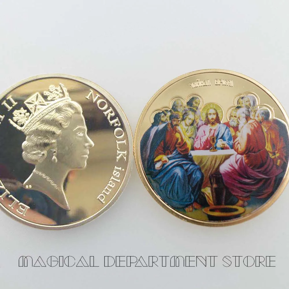 1 шт. Бог Иисус ПОСЛЕДНИЙ УЖИН библейские монеты художника христианство Золото