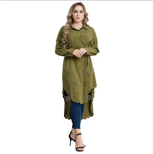 Мусульманская женская блузка топы рубашка платье Abaya Robe открытая свободная
