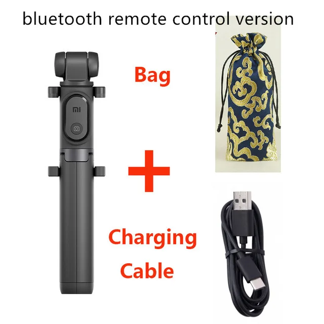 add bag add cable B Новейший Xiao mi монопод mi селфи палка Bluetooth штатив с беспроводным пультом дистанционного управления вращение на 360 гибкая/Проводная версия Android IOS D5 - Цвет: add bag add cable B