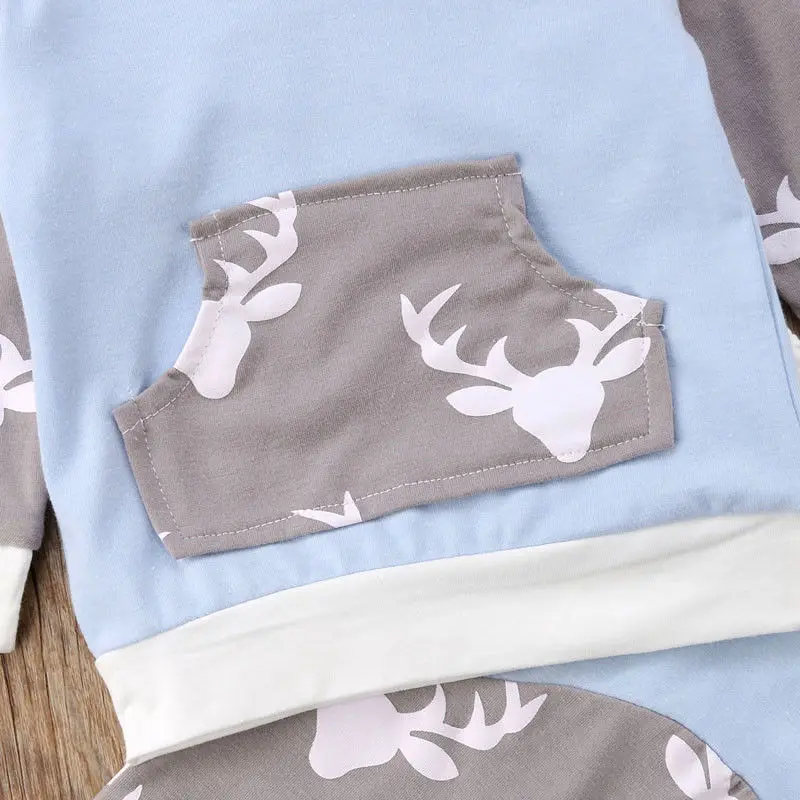 Осенняя одежда для малышей из 2 предметов свитер с капюшоном и рисунком оленя