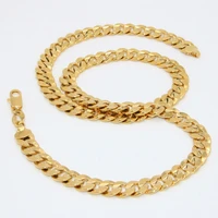 9mm mens necklace yellow gold filled flat cut curb link chain 24 inches long