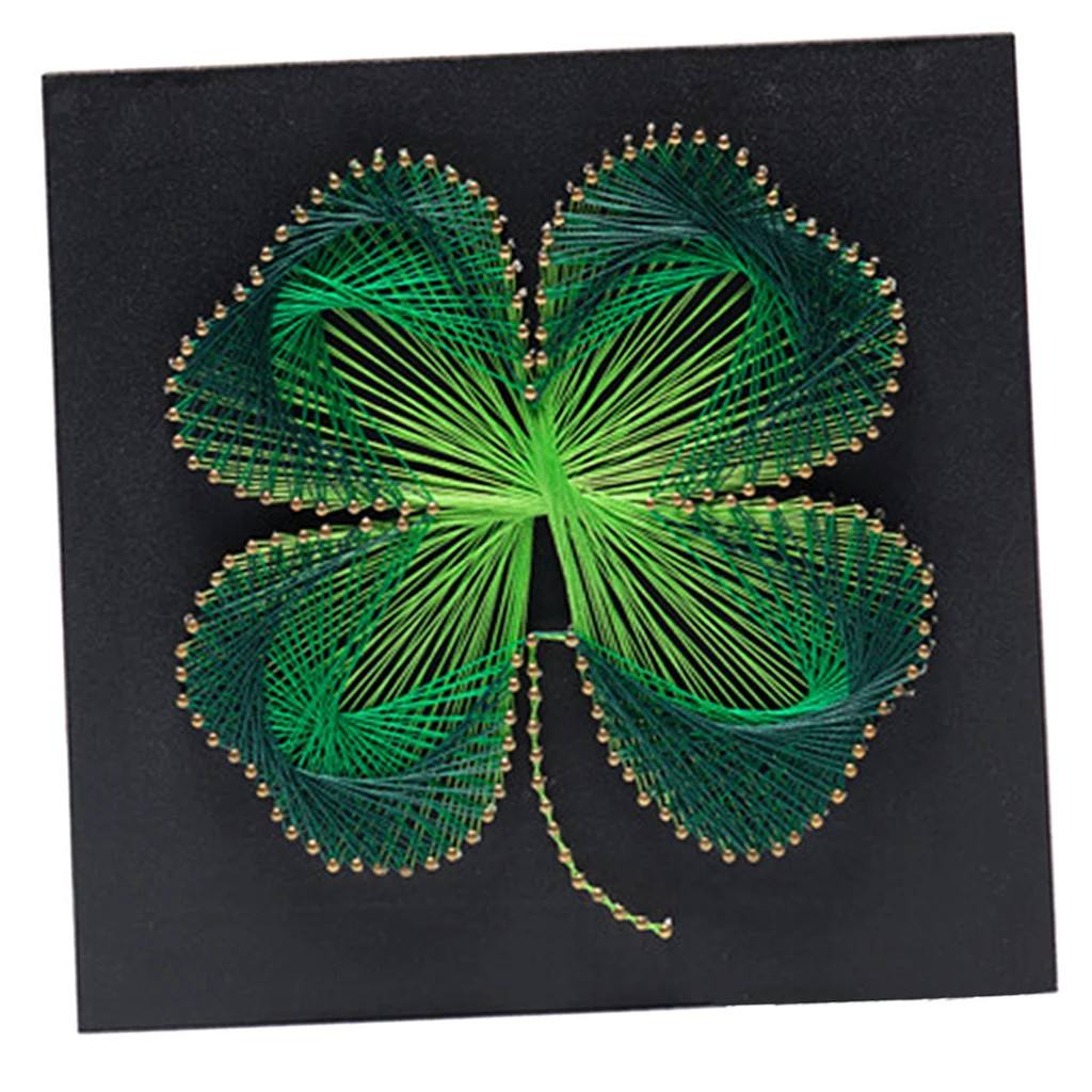 Зеленый 30x30 см Pin String Art Lucky Flower Leaf DIY украшение для дома ручной работы Наборы для творчества для взрослых детей искусство и ремесло - Цвет: Зеленый