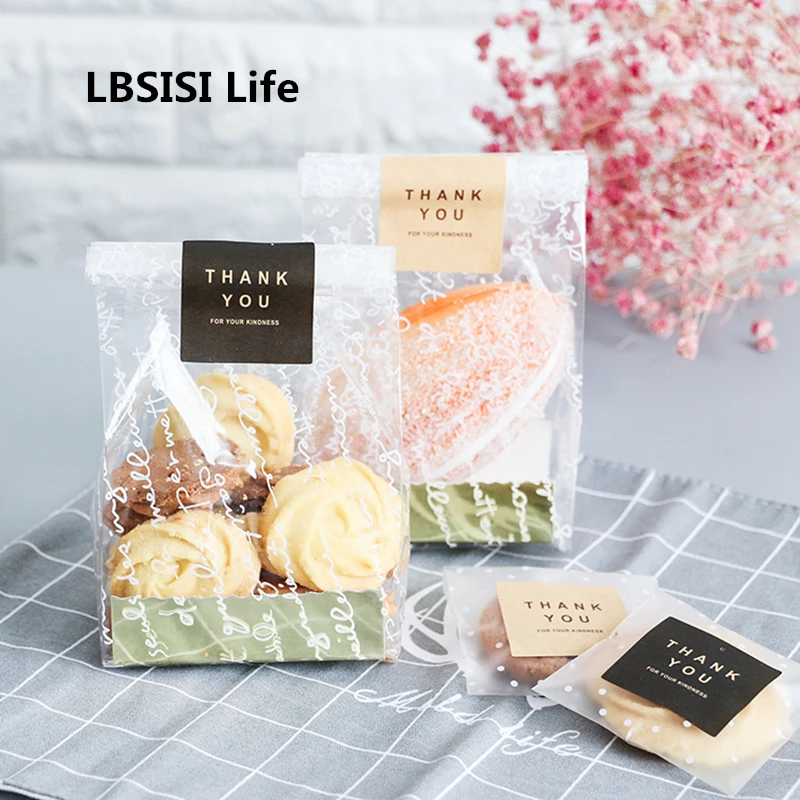 

Пакеты для конфет и печенья LBSISI Life, 100 шт., пластиковые пакеты для самостоятельного свадебного украшения, вечерние пакеты для пекарни с бумаж...