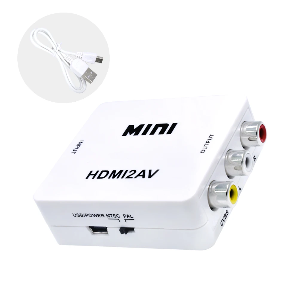 TISHRIC 100 шт. мини HDMI в AV конвертер аудио компонентный кабель HDMI2AV RCA CVBS NTSC Scaler HD TV