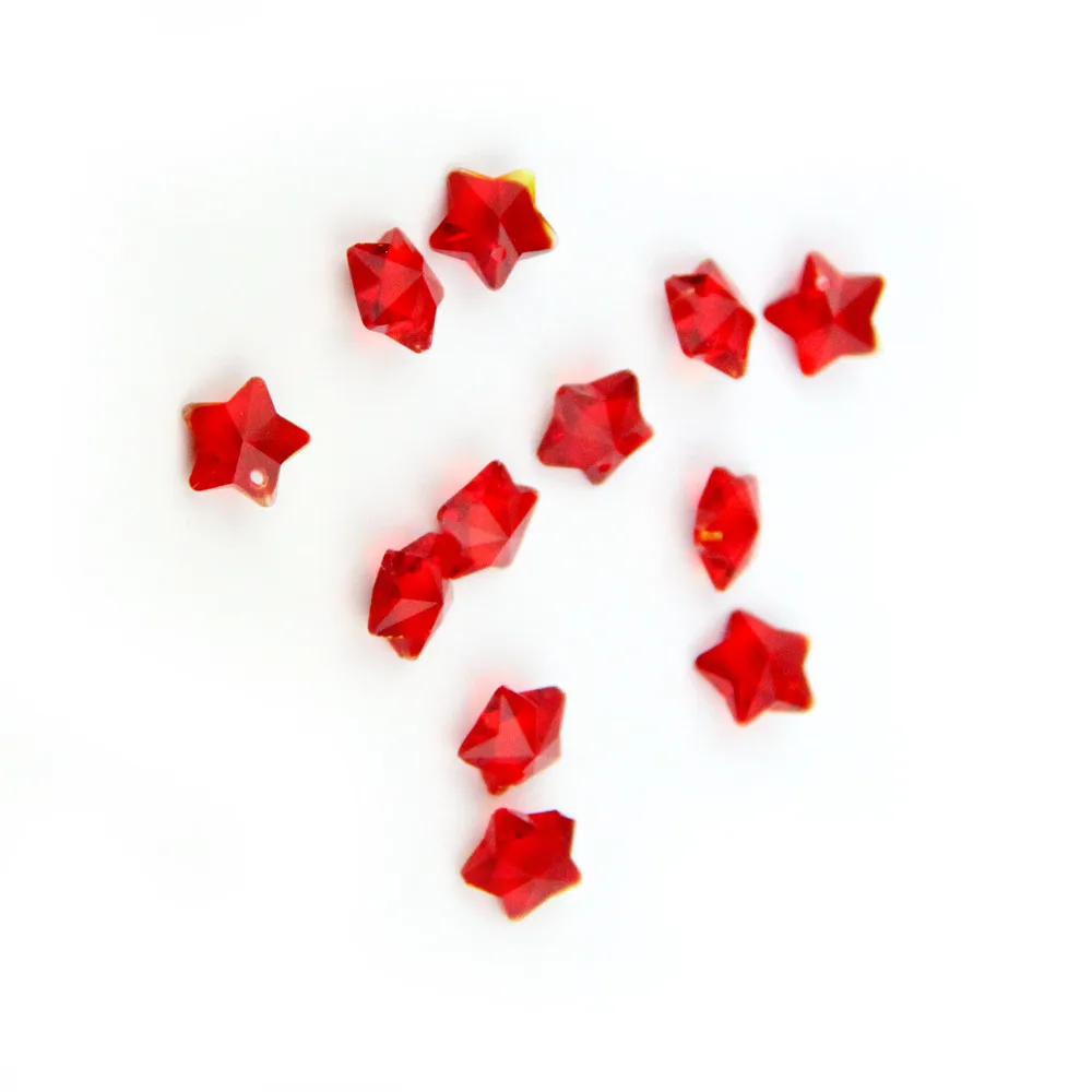 

Useful Free Shipping 2000pcs/lot 14mm Red Crystal Star Beads In 1 Hole K9 Glass Chandelier Part For Wedding Party Supply